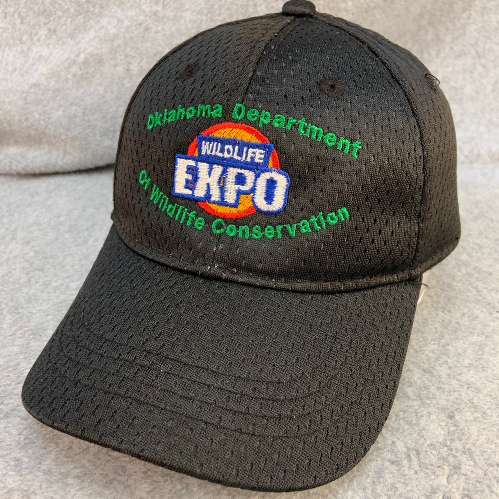 Oklahoma Wildlife Expo Mens Black OC Hat Mesh Adjustable Strap OSFM